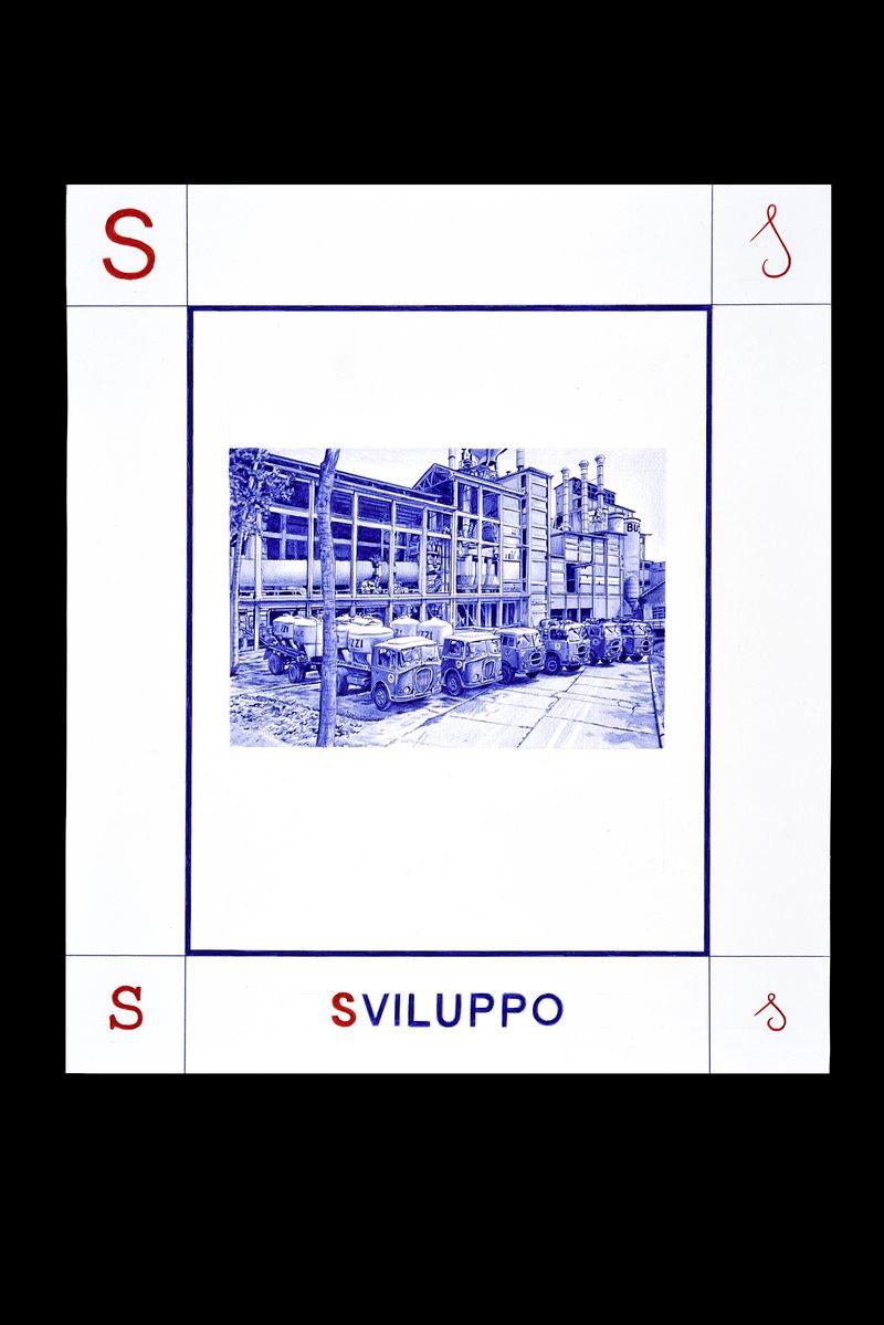 S - SVILUPPO - Giuseppe Stampone - Penna Bic su carta (dim. 45x50 cm)